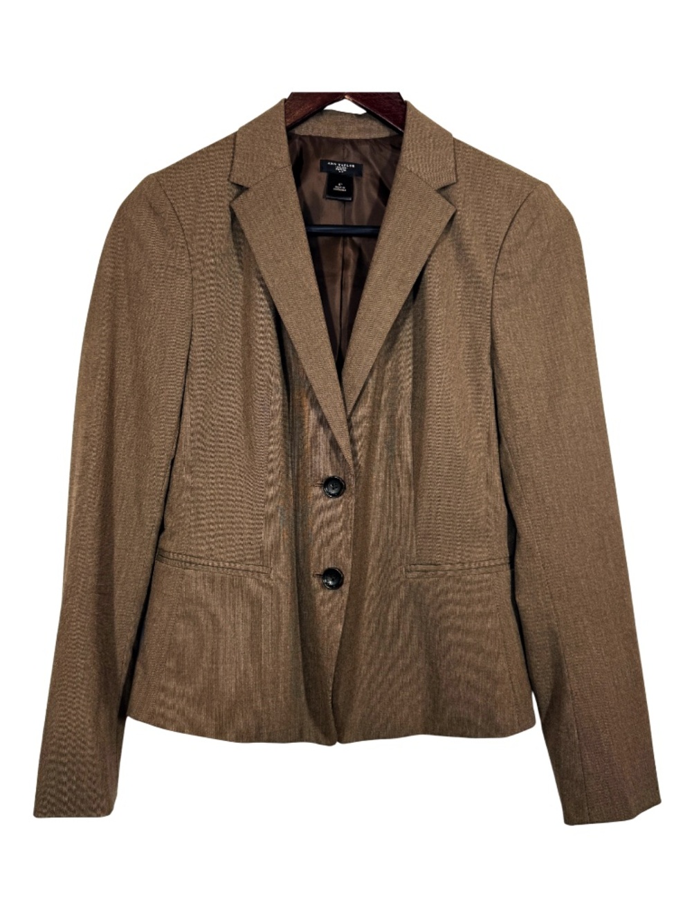 Ann Taylor Petite Tan Brown Blazer Two Button 4P - Picture 2 of 5